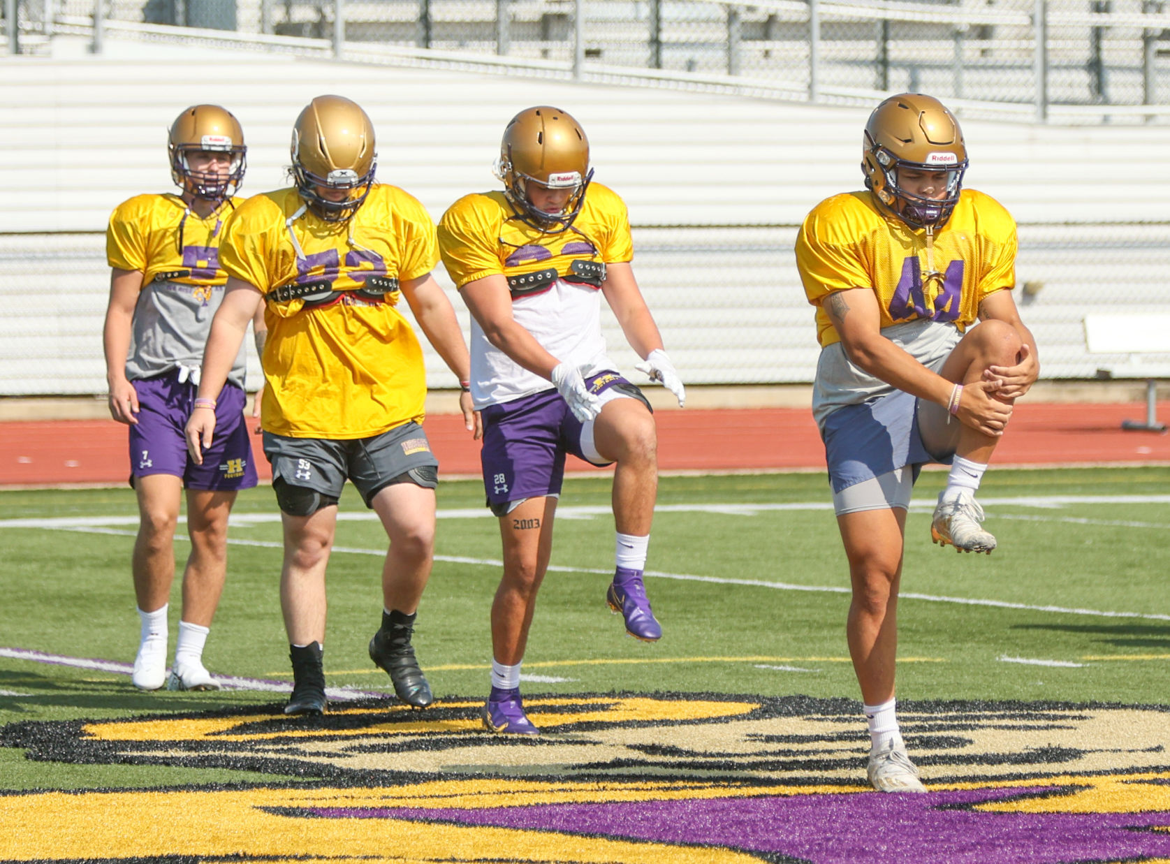 Hobart High football team practice